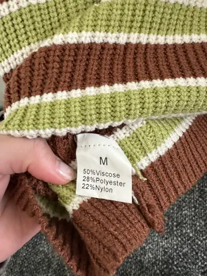 Green And Brown Striped Sweater Size M thumbnail 3