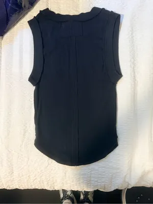 Free People Black Ribbed Crewneck Tank Top thumbnail 4