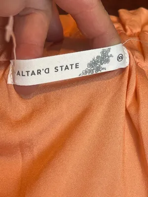 Altar'd State Gina Coral One Shoulder Tiered Maxi Dress Coastal Cottagecore XS thumbnail 9
