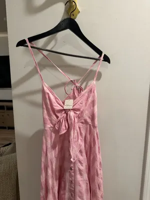 FREE PEOPLE Via Gingham Cotton Seersucker Sundress in Blush Combo Eve Small NWT thumbnail 3