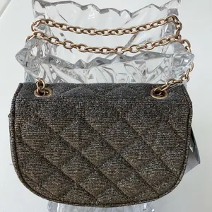 LONG CHAIN CROSSBODY GOLD GLITTER SHOULDER BAG Purse Evening Occasion Bag thumbnail 3