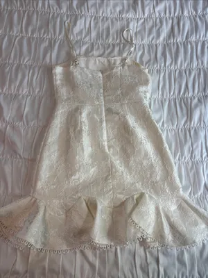 Lulu's Ivory Lace Spaghetti Strap Ruffled Mini Dress thumbnail 5