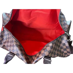 Benoss Milan Brown Checkered Weekender Duffel Travel Bag thumbnail 6
