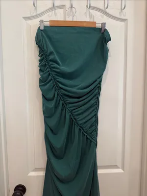 By Anthropologie rouched strapless teal maxi dress thumbnail 4