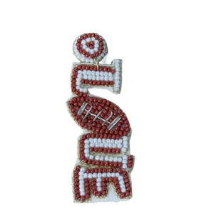 Hippie by JolliMolli Football LOVE Beaded Earrings Womens‎ OS Red White Gameday thumbnail 4