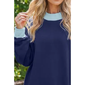 Colorblock Trim Crewneck Long Sleeve Pullover Sweatshirt thumbnail 3