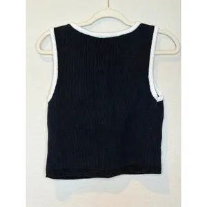 Abercrombie & Fitch Black Contrast Trim Knit Vest Gold Buttons S thumbnail 8