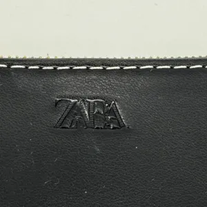 Zara Faux‎ Leather Pleated Crossbody Bag Black with Canvas Strap Black thumbnail 11