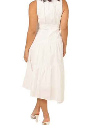 Petal & Pup Briana Cutout Cotton & Linen Midi Dress Ivory Sz 2 Bridal Rush thumbnail 2