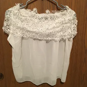 Off The Shoulder Lace Top White thumbnail 1