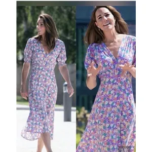 Faithfull The Brand Floral Tiered Midi Dress US Sz 10 Kate Middleton XL #D13-8 thumbnail 2