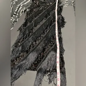 FORUM Roaring 20’s Gatsby Flapper Fringe Black Vintage Dress Women’s Sz XS EUC thumbnail 7