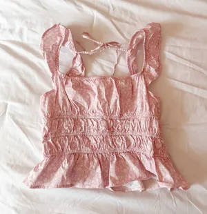 Altar'd State Penny Light Pink Floral Top Size Small thumbnail 1