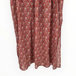 Umgee Burgundy Ditsy Floral Print Maxi Dress with Slits size Large Long Sleeves thumbnail 6