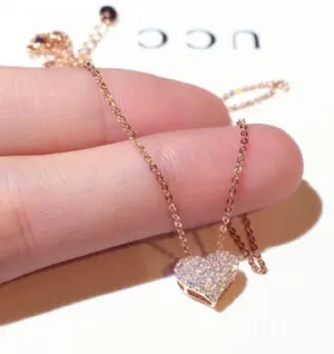 14K Rose Gold Plated Love Heart Pendant Necklace for Women thumbnail 1