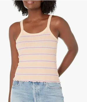 Billabong Women's Striped Ribbed Tank Top Peach Multi thumbnail 1