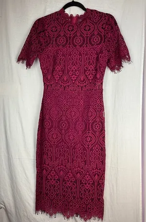 Lulu's Burgundy Lace‎ Midi Dress thumbnail 1