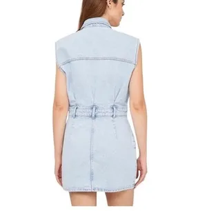 ✨ ZARA Light Wash Denim Vest Mini Dress | Size L | Button Front Sleeveless 👗 thumbnail 6