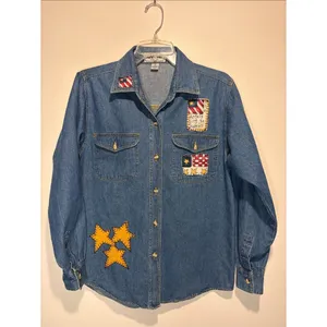 Miss Juli Vintage Button Down USA Angels Teacher Denim Chambray Shirt Size M thumbnail 2