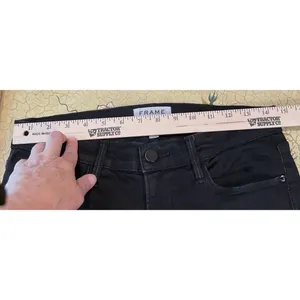 FRAME Womens 29 Black Jeans Empire‎ Skinny Distressed Knee Raw Hem Preppy Grunge thumbnail 4