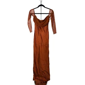Significant Other Brianna Maxi Dress Clove Rust Off Shoulder Mesh SD250734D thumbnail 4
