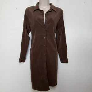 Herman Geist Faux Suede Dress‎ Medium Chocolate Brown Western Long Sleeve Boho thumbnail 8