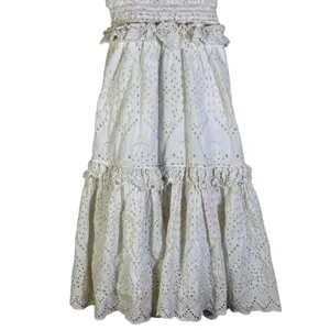 Cleobella Cherie Midi Dress Eyelet Lace Ruffle Size S White Cottagecore Prairie thumbnail 6