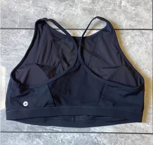 Halara NWOT Womens Black High Neck Mesh Racerback Sports Bra Size L thumbnail 1