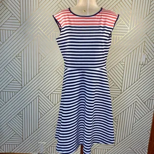 Draper James Stripe Ponte‎ A-Line Dress Navy Coral thumbnail 3