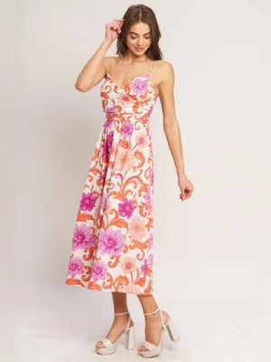 Flying Tomato VACAY BLOOM WOVEN MIDI DRESS Medium thumbnail 2