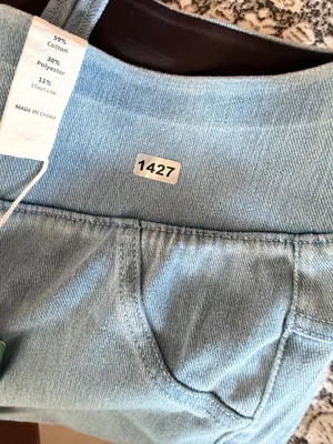 Halara XS Full-Length Light Blue Denim-Look Leggings XS Cotton Blend thumbnail 3