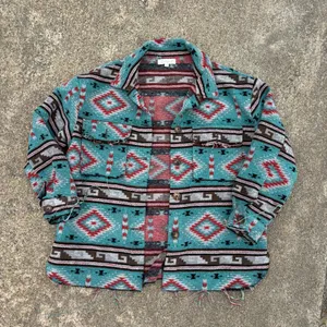 Sweet Generis Tribal Aztec Pattern Button down Jacket Blue thumbnail 1