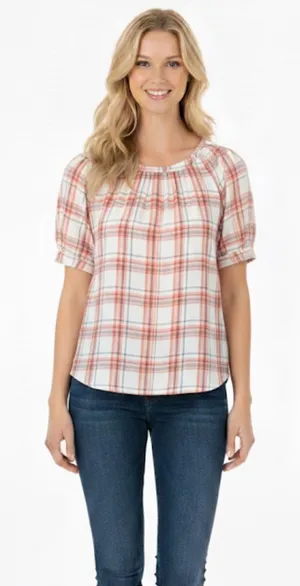 LOFT plaid boho top size medium thumbnail 1