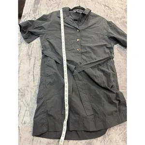 8 Seconds Shirt Dress Womens Gray Short Sleeve Belted Utility Cotton Blend M thumbnail 8
