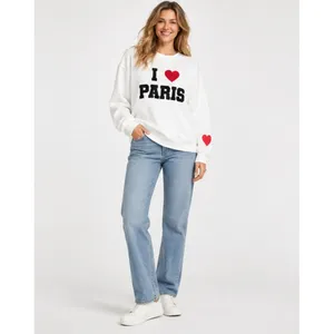 Liv & Lottie Womens Sweatshirt Sz M White Paris Graphic Oversized Crew Fleece thumbnail 4