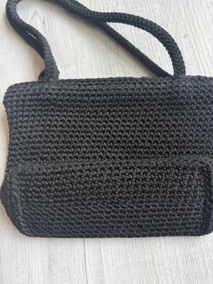 The Sak Black Crochet Knit Shoulder Bag Boho Baguette Purse thumbnail 5