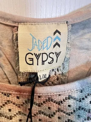 Jaded Gypsy Tie-Dye Yoke Lace Tank Top L/XL Boho Indie Purple Brown thumbnail 6
