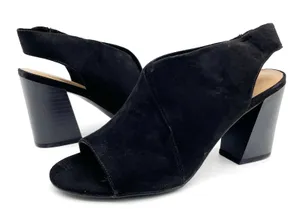 NEW Metaphor Womens 7.5 Stala Sling-Back Block‎ Heel Dress Shoe Open Toe Black thumbnail 1