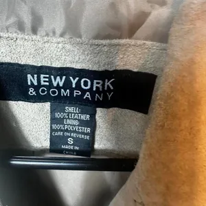 P209. New York & Company grey/tan suede leather jacket with belt thumbnail 2