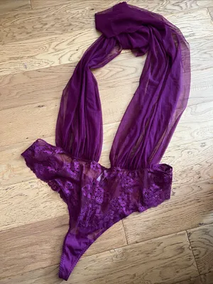 2X - Adore Me - Deep Purple Sheer Lace Halter Teddy thumbnail 3