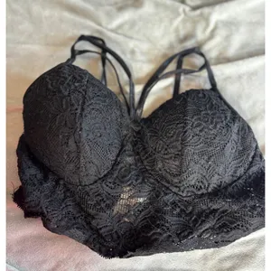 Bozzolo Black Lace Padded Bralette Longline Strappy Caged Back Small thumbnail 1