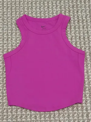 Nike One Pink Fitted Women's Dri-FIT Cropped Tank Top Small thumbnail 3