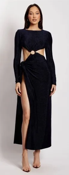 MESHKI Navy Christina Backless Wrap Dress‎ Size L NWT thumbnail 1
