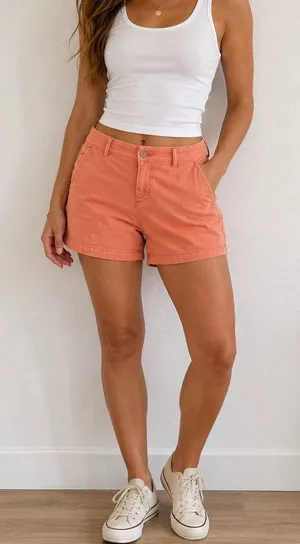 Anthropologie Pilcro Coral Orange‎ Peach Casual Cotton Shorts Size 28 thumbnail 1