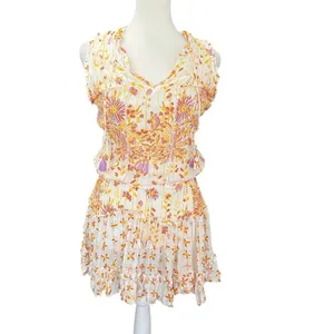Poupette St Barth Anais Orange Nemesia Floral Mini Dress Resort XS thumbnail 3
