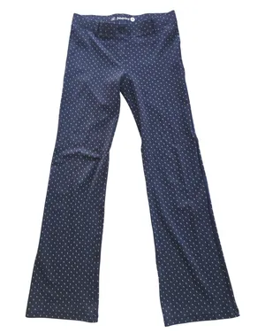 Betabrand Dress Pant Yoga Pants Navy‎ Blue Dash Print Straight Leg Size M Long thumbnail 1