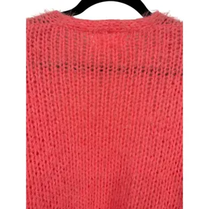 Anthropologie Striped Sleeve Open Front Cardigan Sweater Coral Pink One Size thumbnail 8