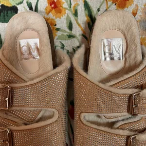 DV Dolce Vita Women Bonita Beige 6.5 Slides Sandals Shoes Bling Fur Comfort Boho thumbnail 6