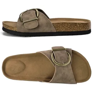 New. Women’s Cork Footbed Slide Sandals with Buckle – Taupe size 10 thumbnail 2