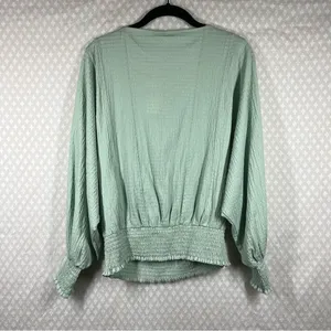 Anthropologie NWT Light Green Smocked Bat Sleeve‎ Top thumbnail 8